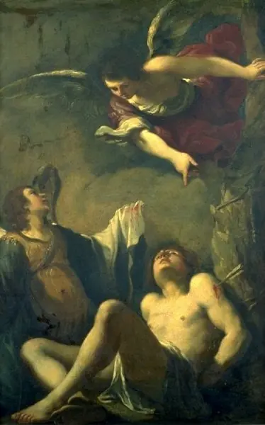 St Sebastian and two angels