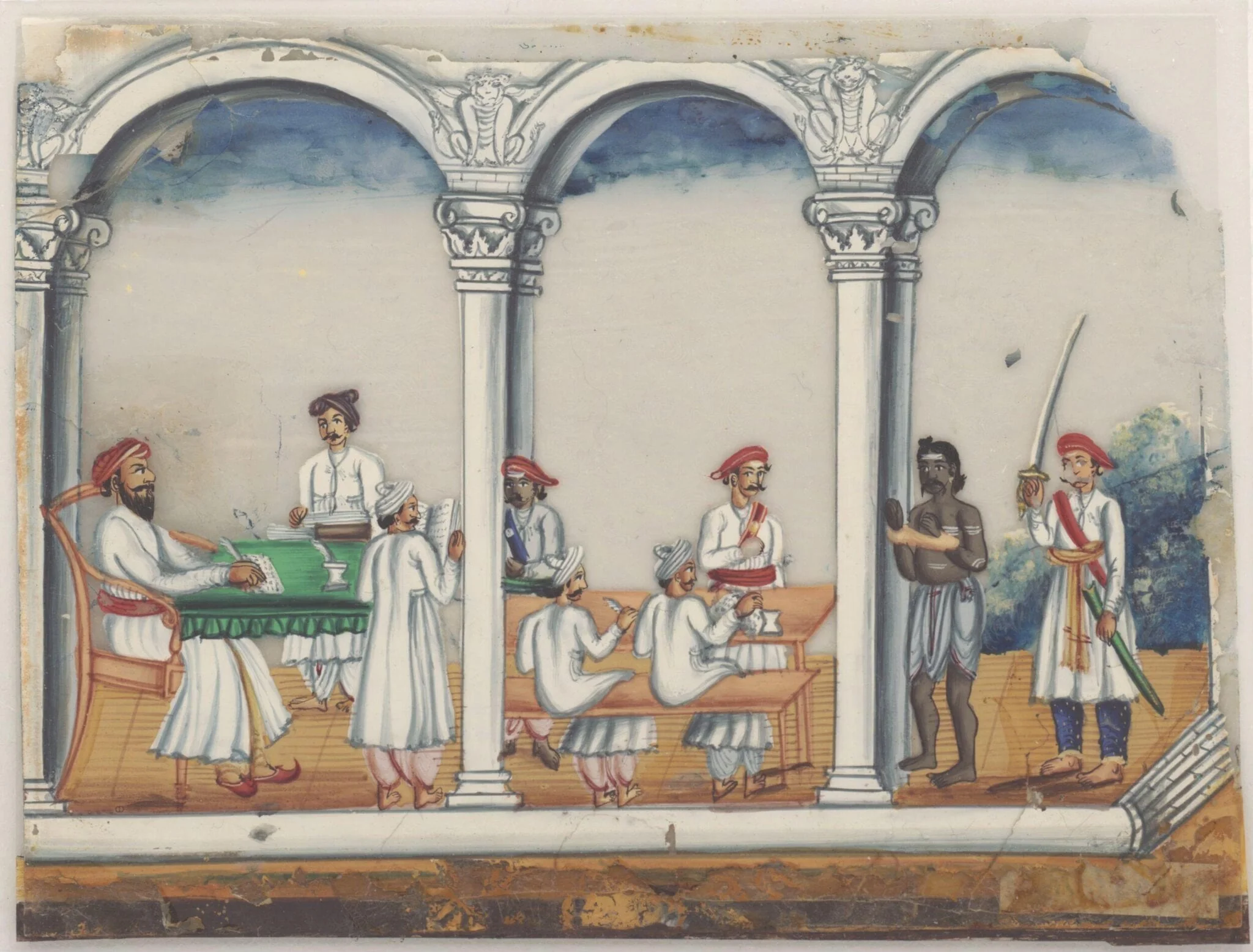 A trail scene in a magistrate's court, by Unknown, paint, 1860