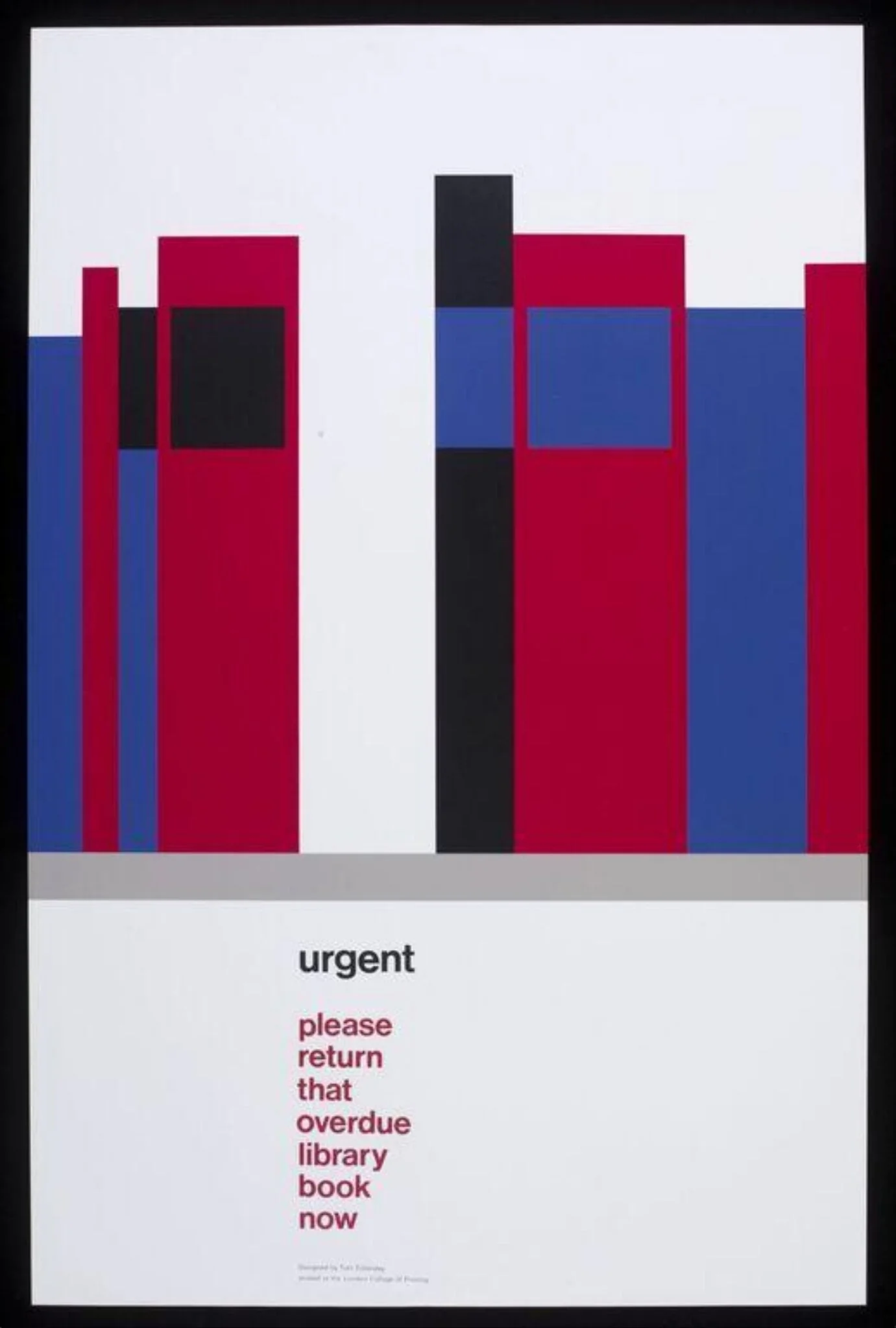 urgent please return that overdue library book now, by Tom Eckersley, 1975