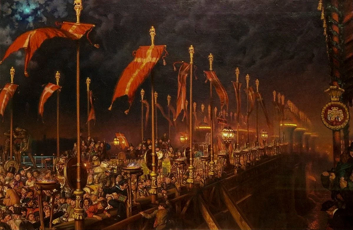 London Bridge on the Night of the Marriage of the Prince and Princess of Wales, by William Holman Hunt, oil, 1863