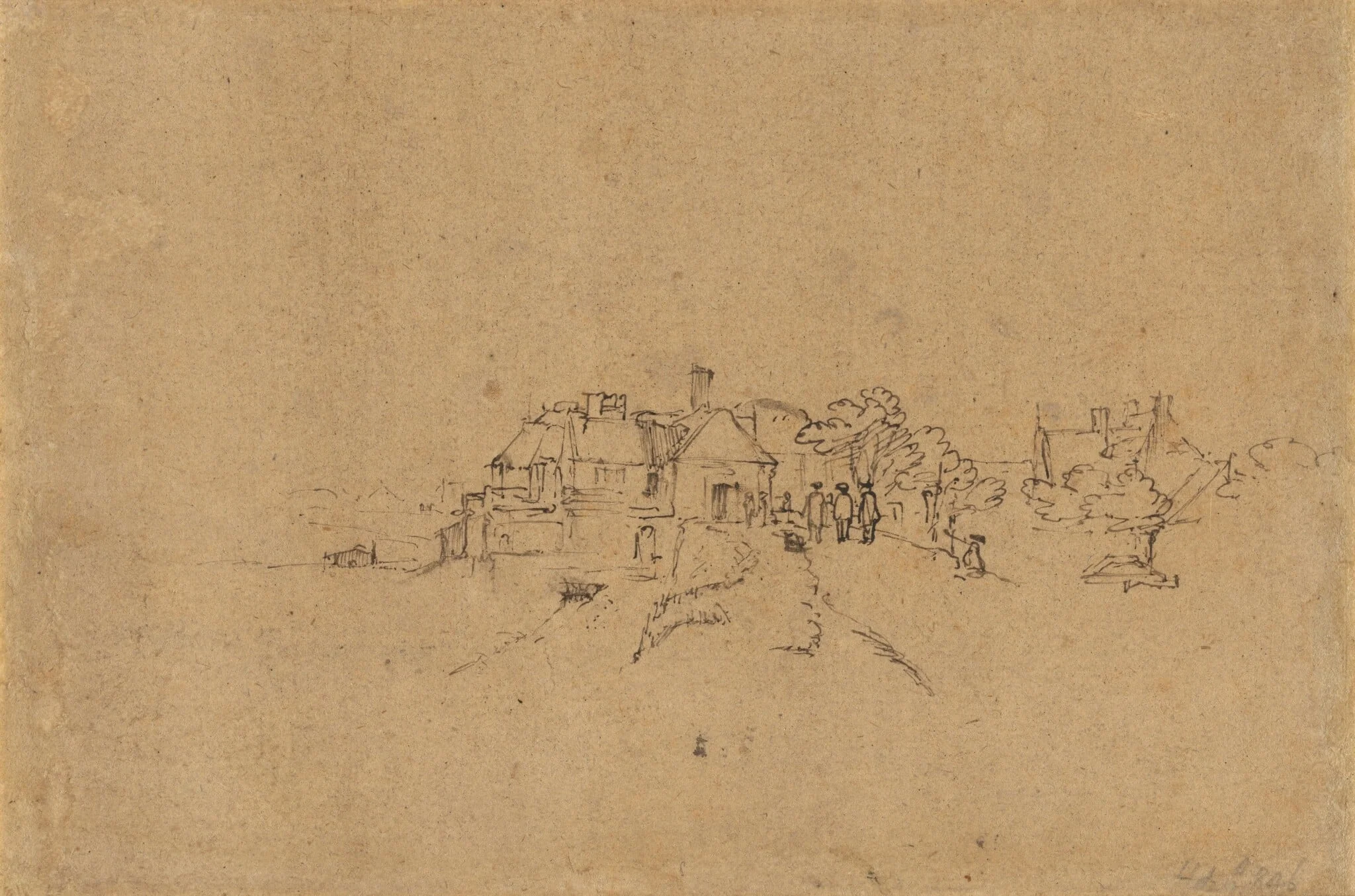 Figures on the Anthoniesdijk Entering Houtewael [verso]
