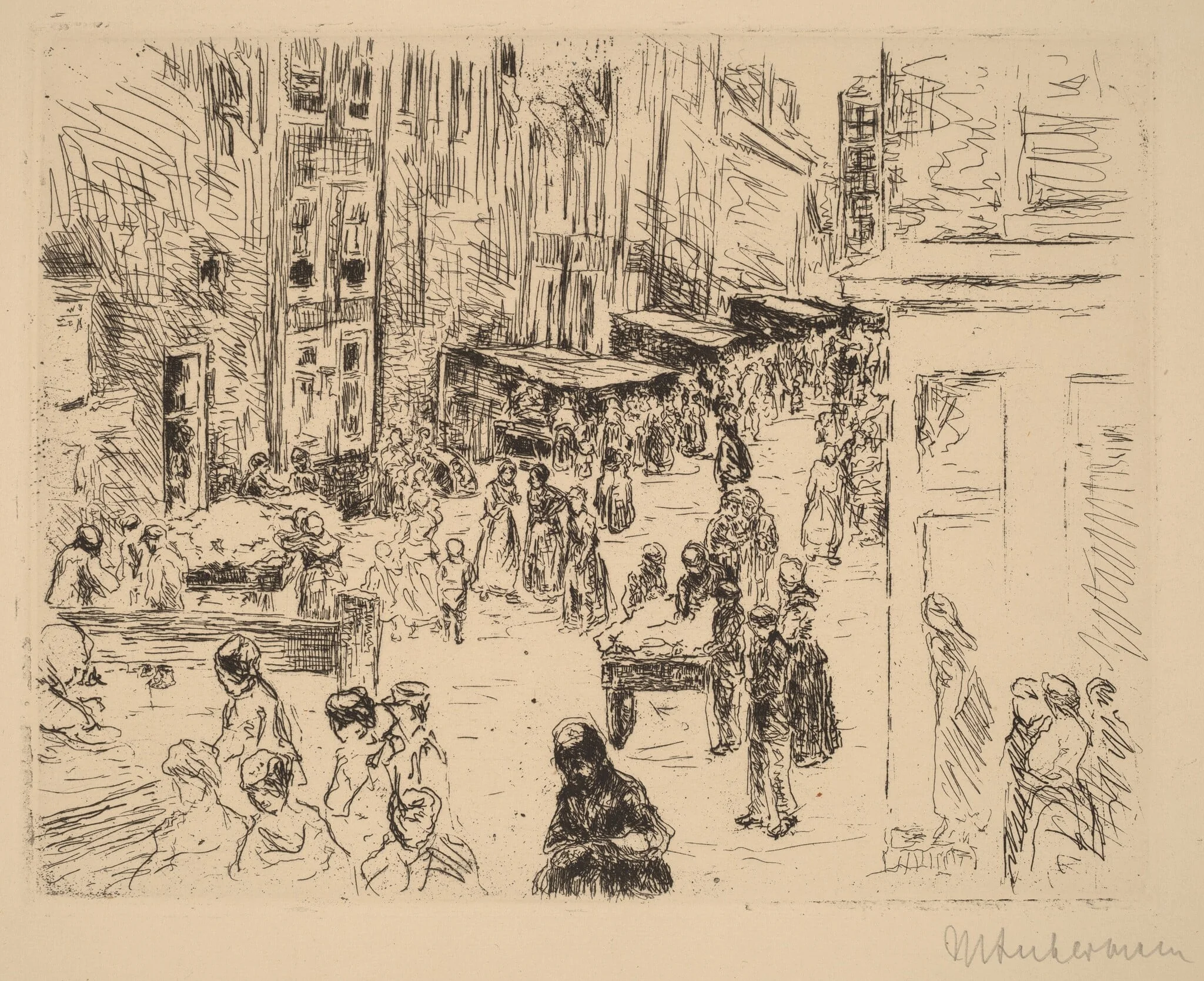 The Jewish Quarter in Amsterdam, by Max Liebermann, ink, 1906