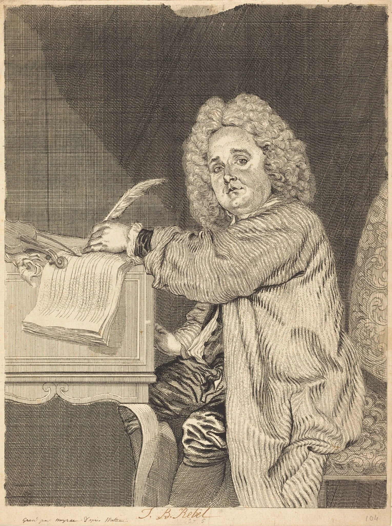 J.-B. Rebel, by Jean Moyreau, ink, 1730