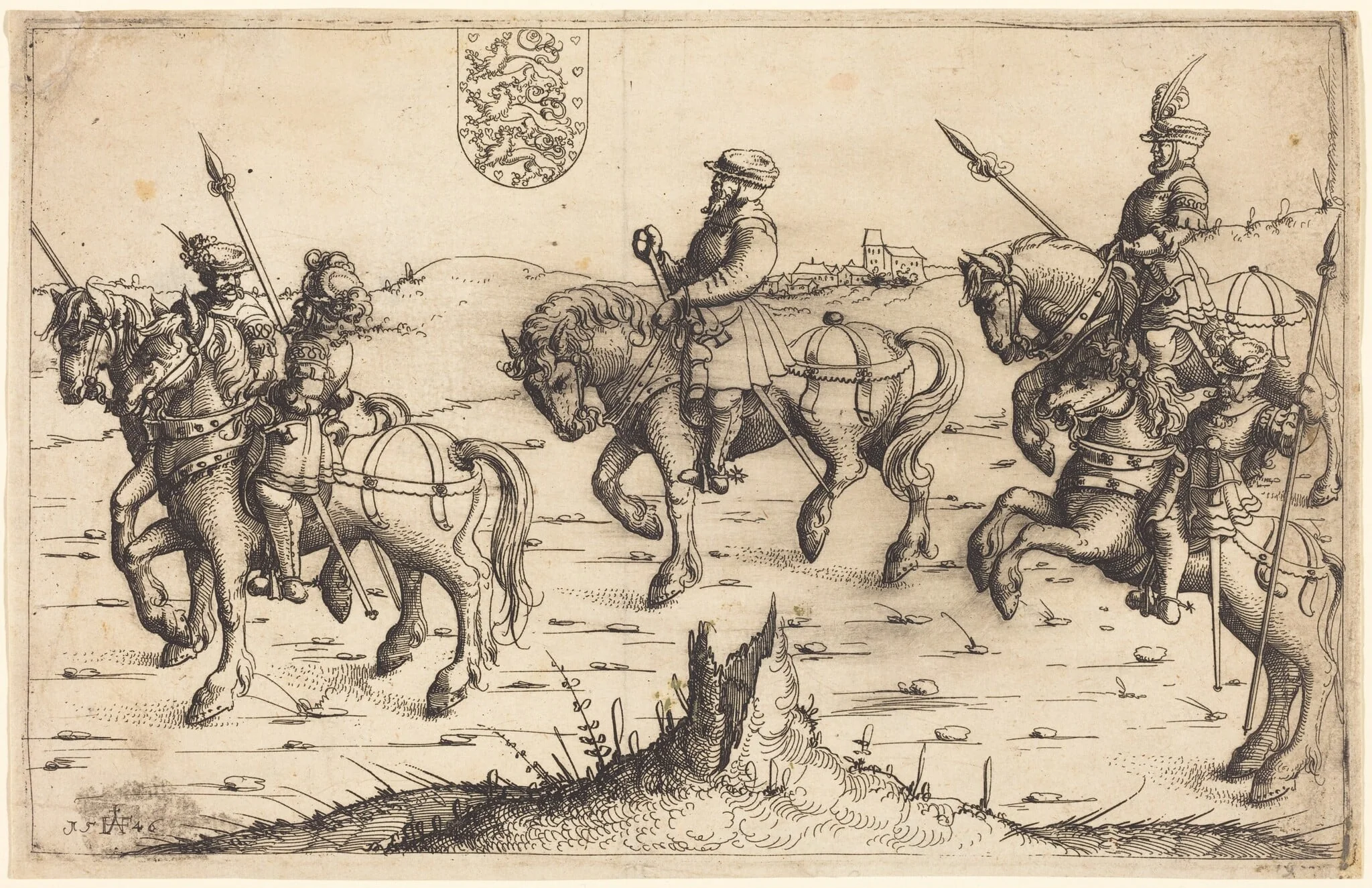 Herberstein's Journey to Denmark, by Augustin Hirschvogel, ink, 1546