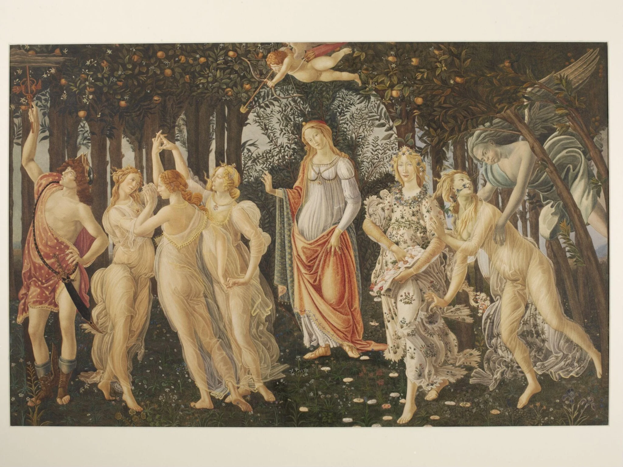 Copy after La Primavera, Sandro Botticelli  in the Uffizi (Florence), by Sandro Botticelli, watercolor, 1860