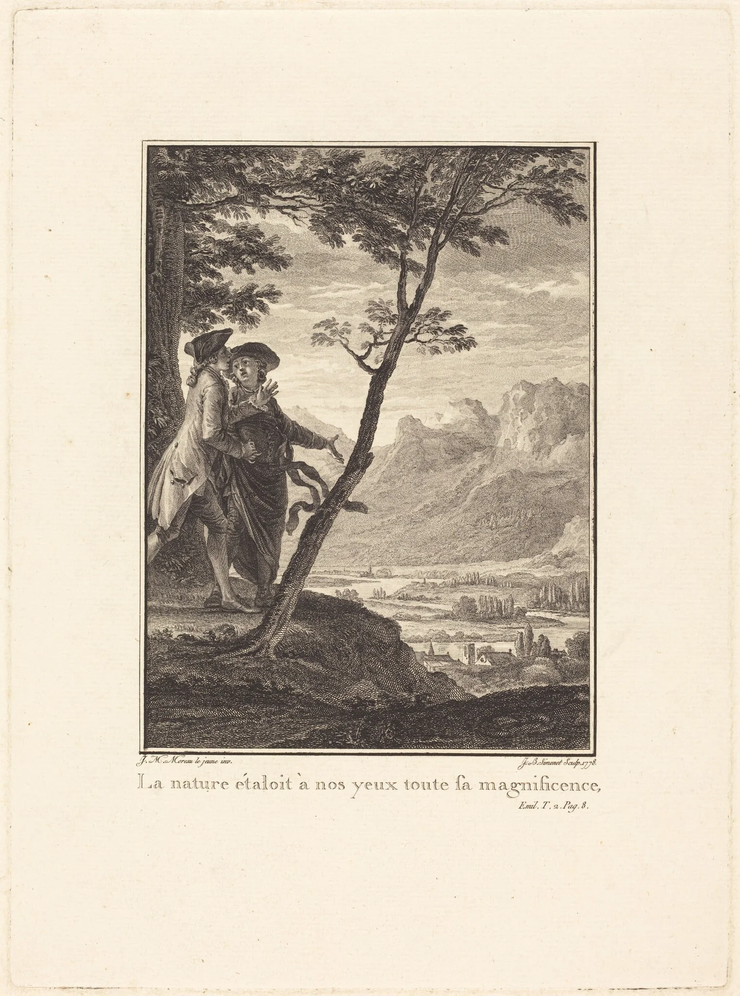 La nature étaloit à nos yeux toute sa magnificence, by Jean-Baptiste Blaise Simonet, ink, 1778