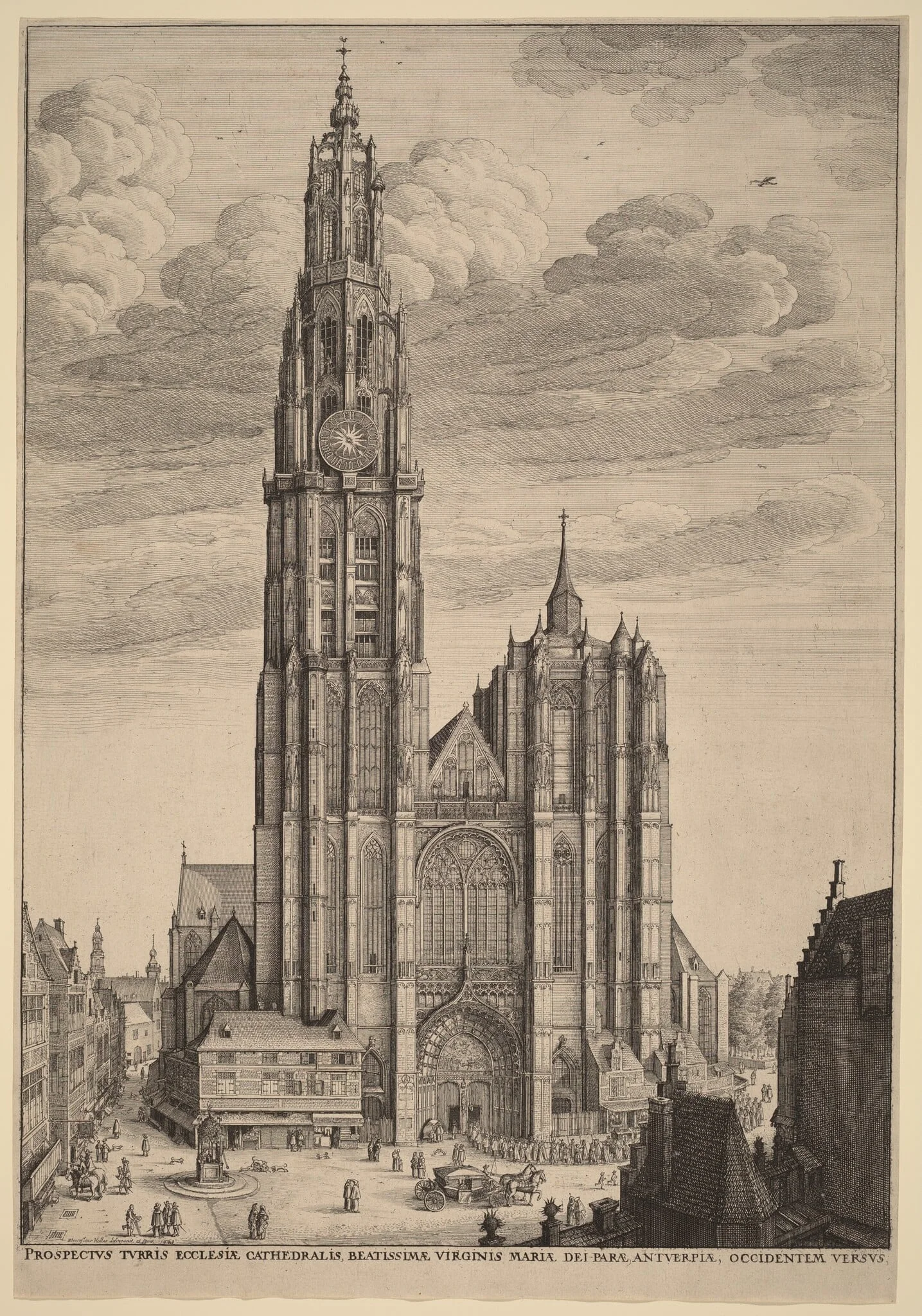 Antwerp Cathedral, by Wenceslaus Hollar, ink, 1649