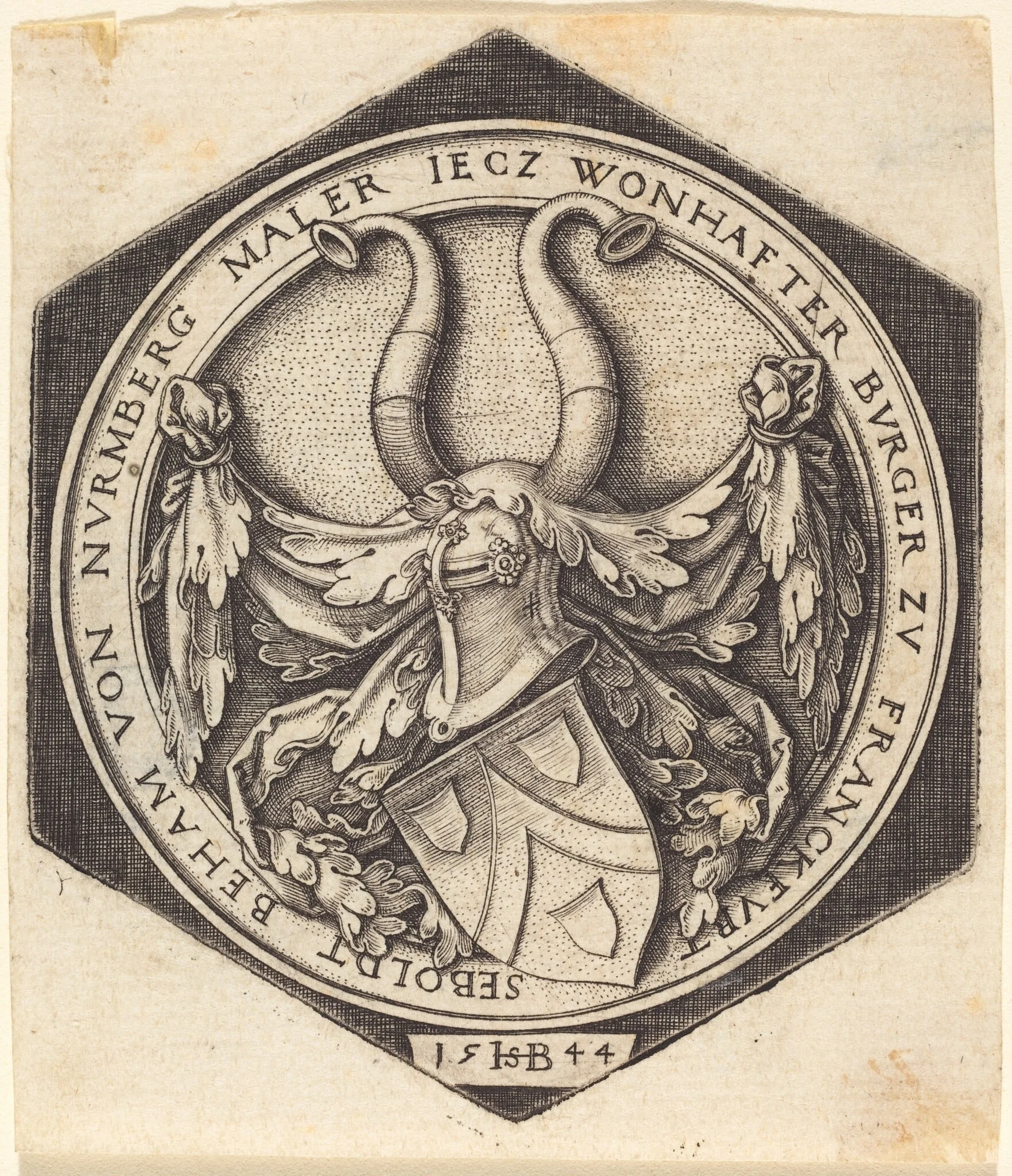 Coat of Arms of Sebald Beham, by Sebald Beham, ink, 1544
