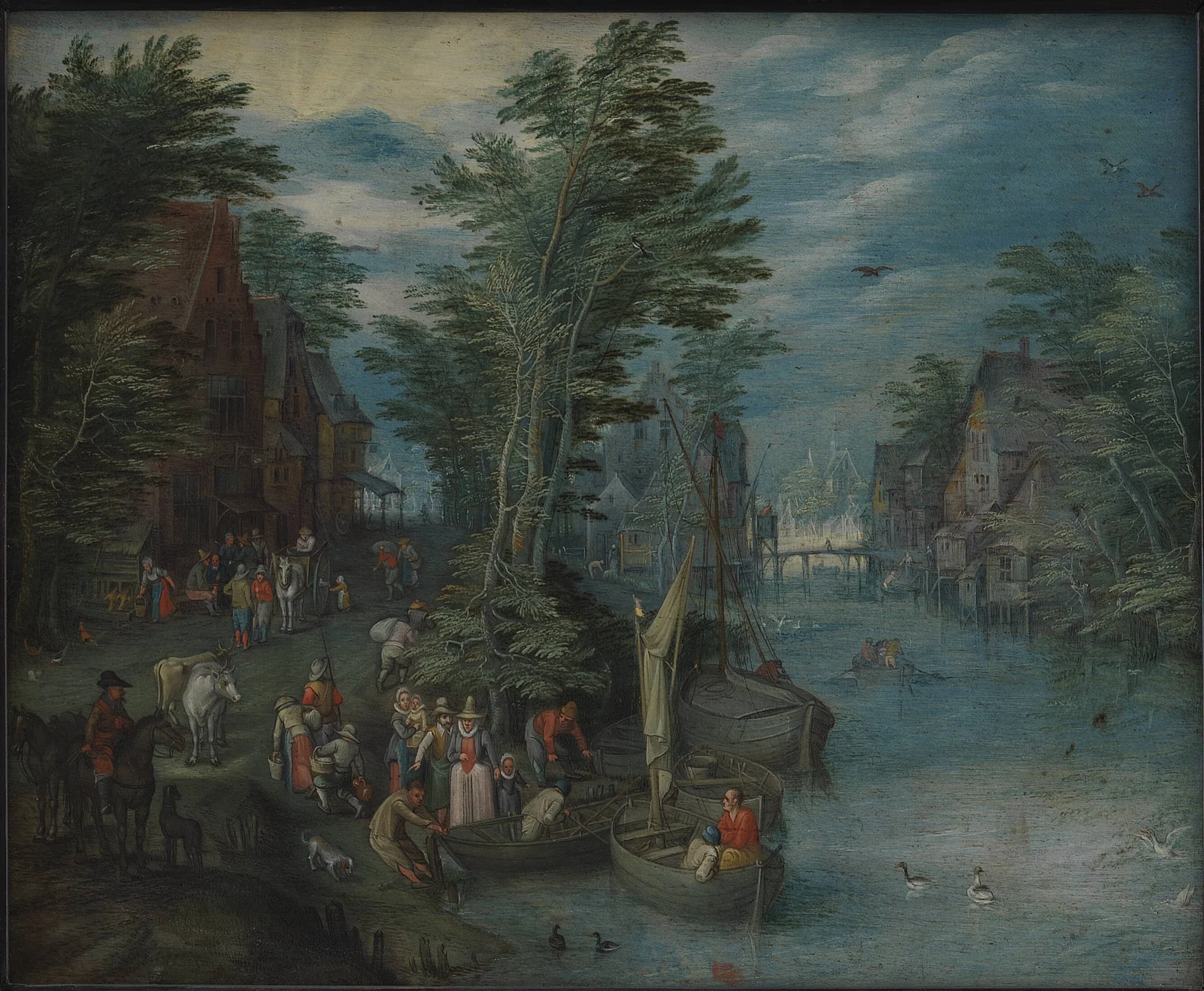 Village at a River, by Unknown, 1663