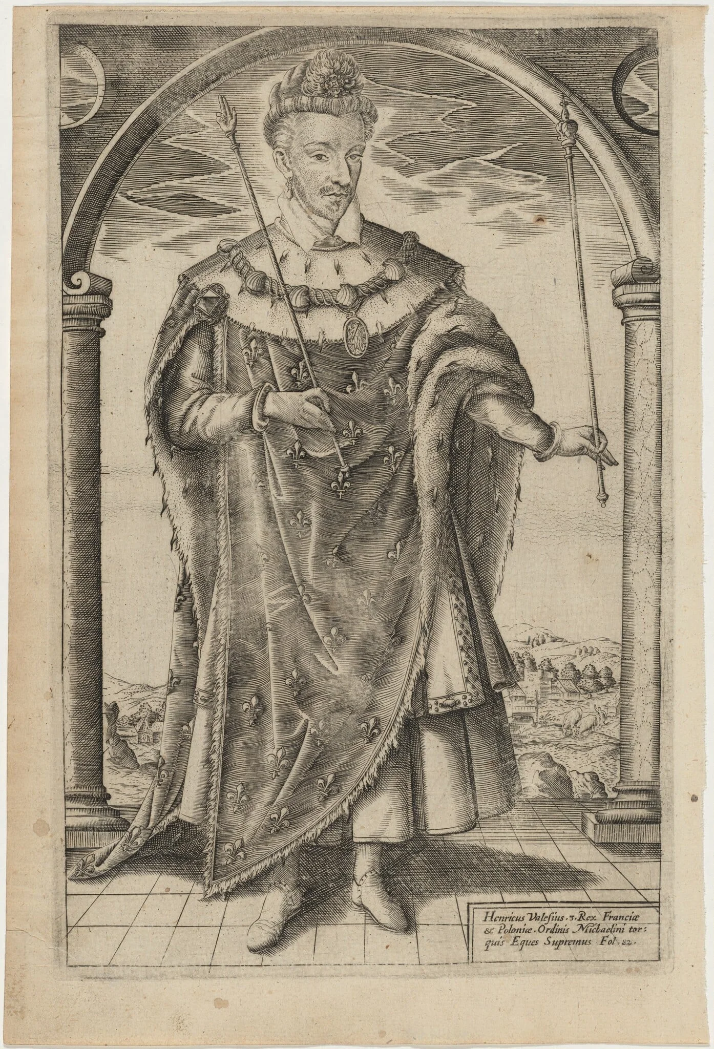 Henry III of France, by William Rogers, ink, 1602