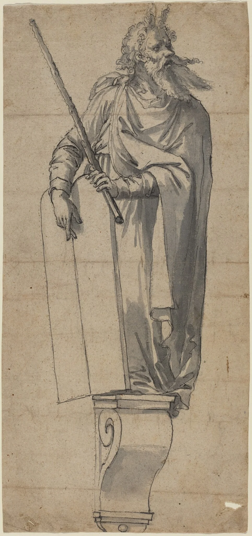 A Sculpture of Moses, by German 16th Century, ink, 1534