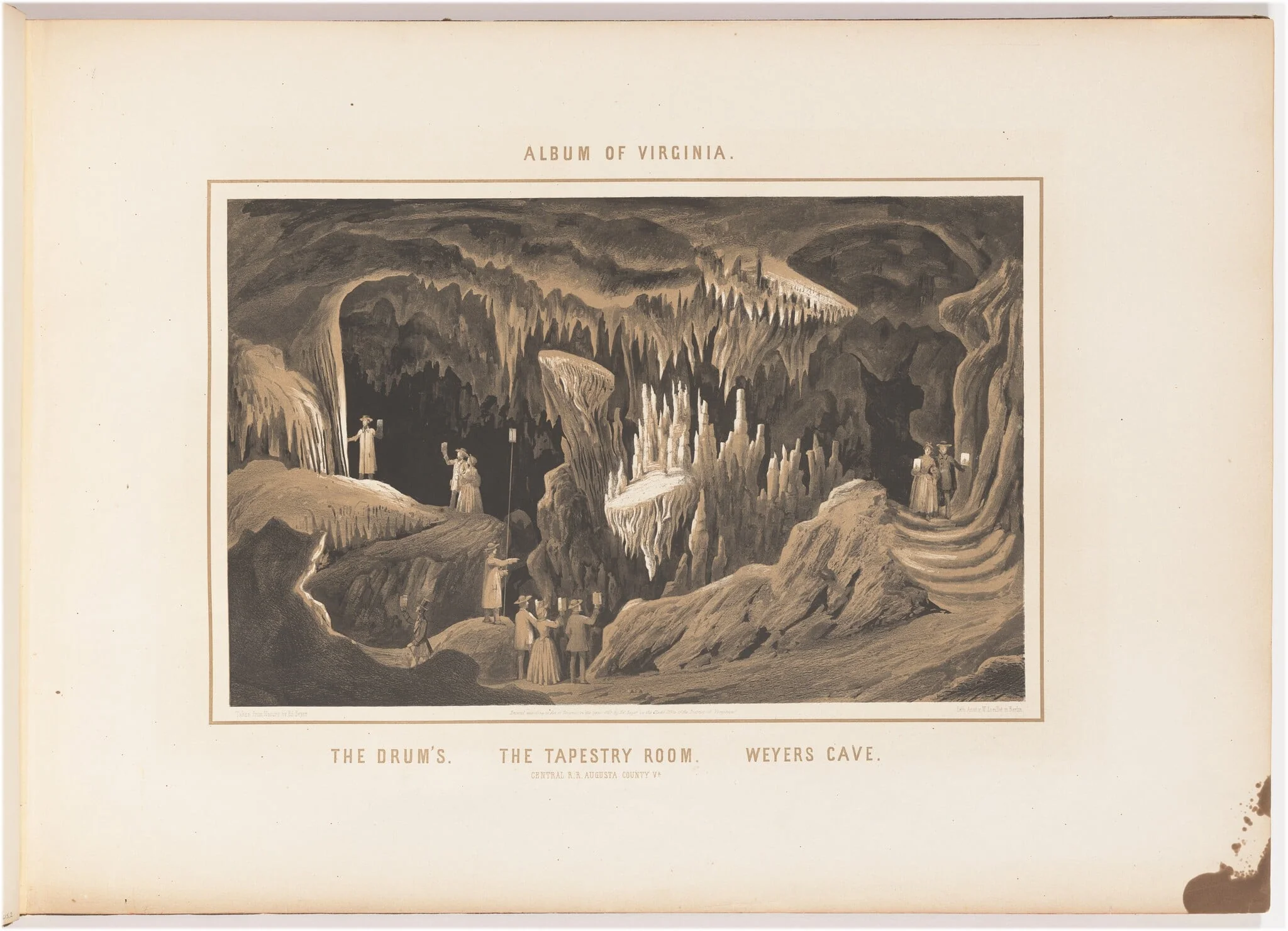 The Drums and the Tapestry Room, Weyers Cave, by Edward Beyer, ink, 1857