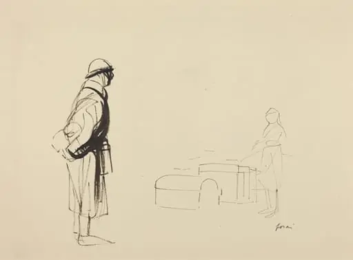 a) Poilu and Nurse (recto); b) Sketch for the Poilu (verso)
