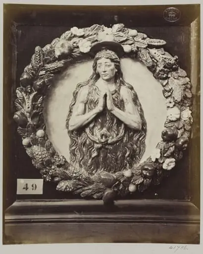 Enamelled earthenware bas-relief medallion of Saint Onofrio