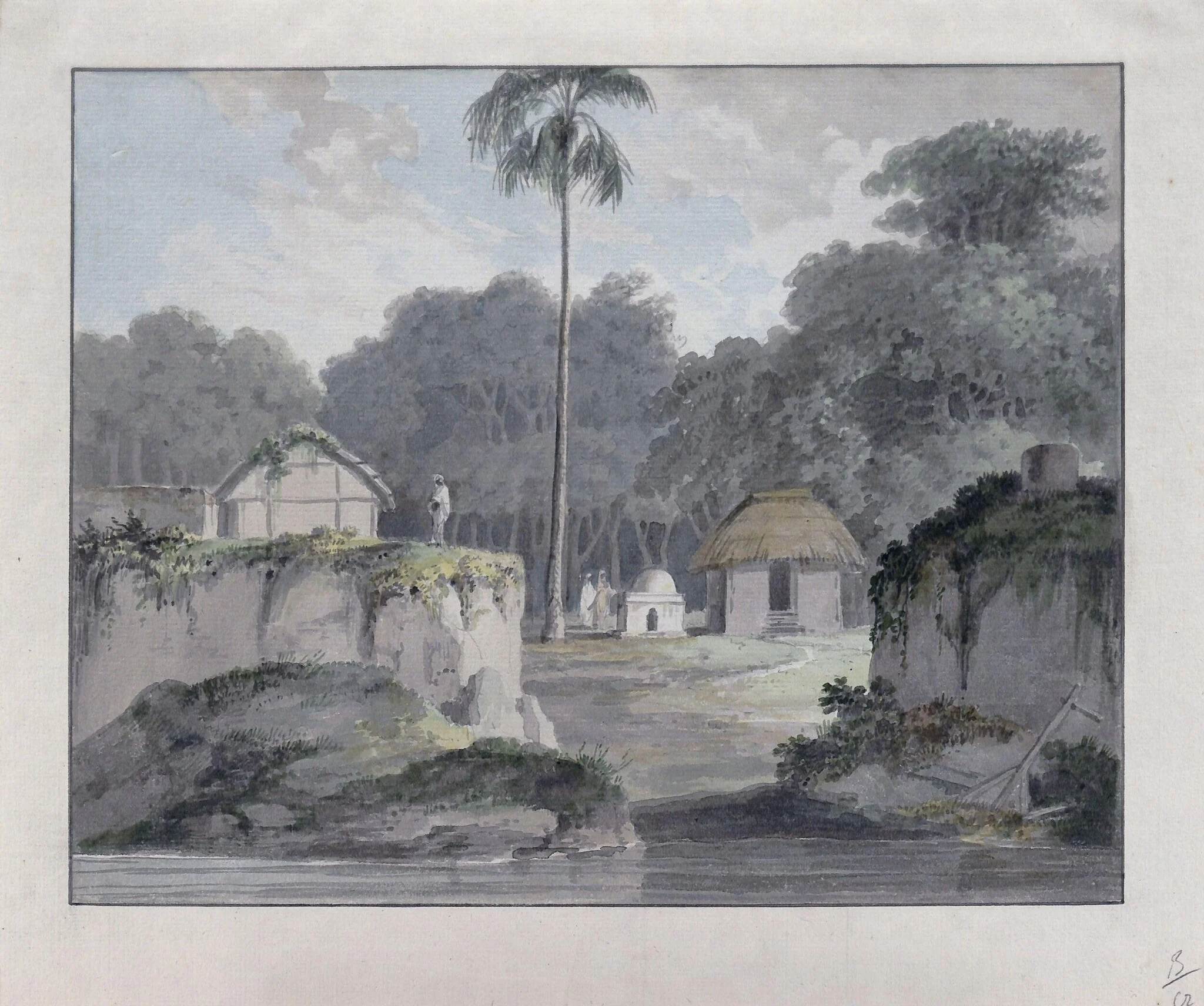 View near Nia-sirai, by Thomas RA Daniell, watercolor, 1749