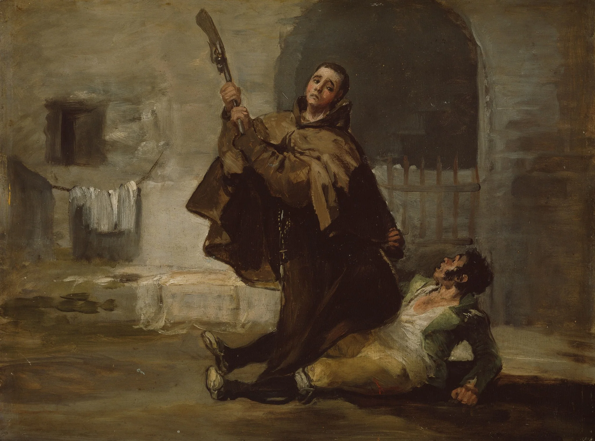 Friar Pedro Clubs El Maragato with the Butt of the Gun, by Francisco Goya, oil, 1806