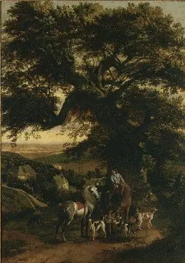 Landscape with hunters and pack