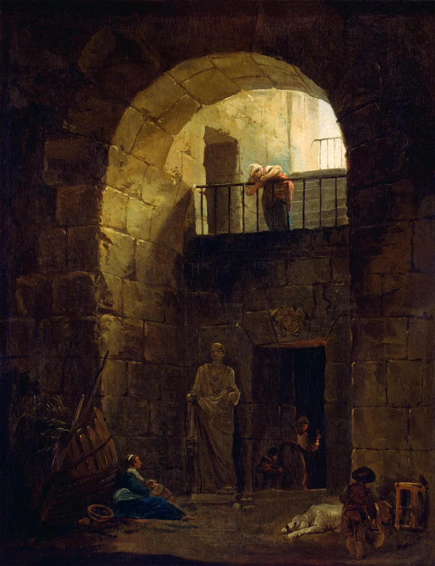 Neglected Statue, by Hubert Robert, oil, 1796