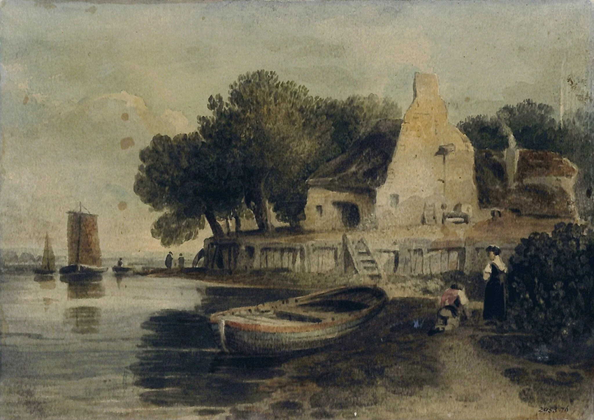 On the Thames at Millbank, by John Varley, watercolor, 1800
