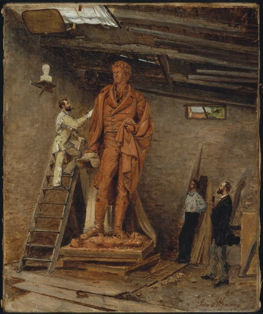 The Sculptor's Studio, by John J. Hammer, oil, 1884