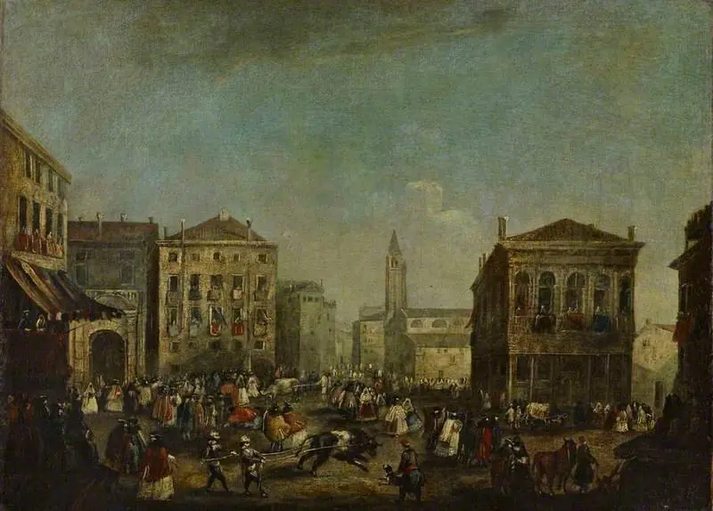Bull-Baiting in the Campo Santo Stefano during the Venetian Carnival