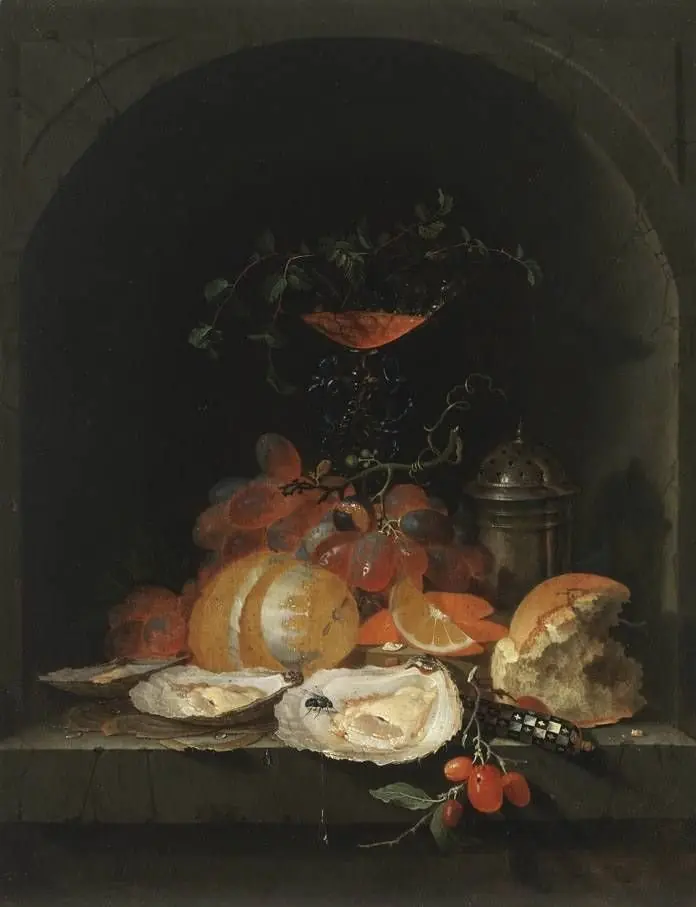 Fruit and oysters in a niche