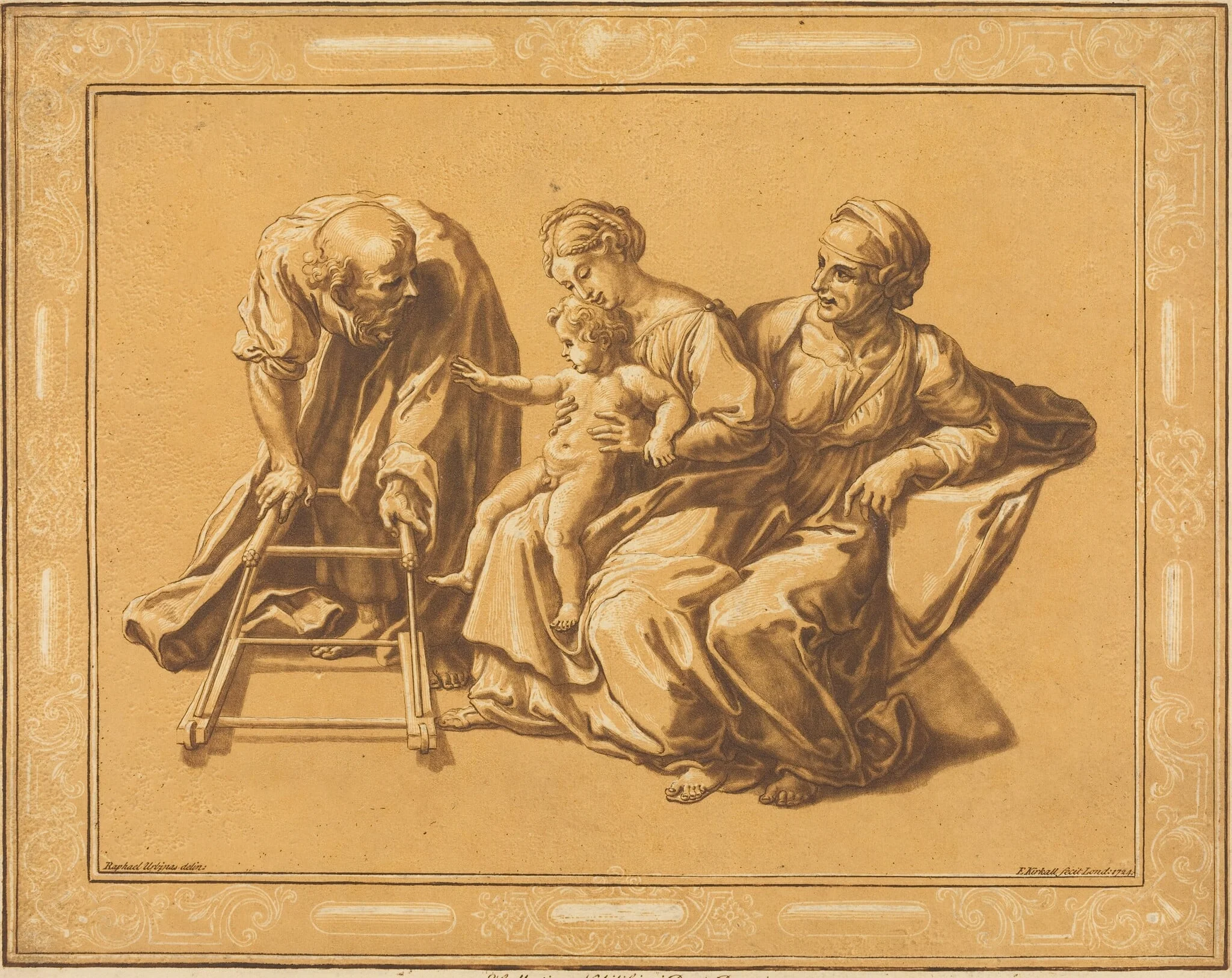 The Holy Family, by Elisha Kirkall, ink, 1724