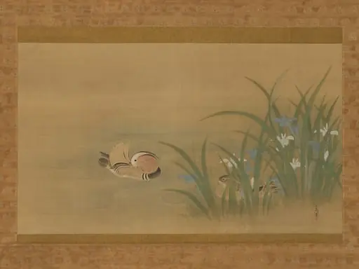 狩野常信筆　燕子花に鴛鴦図|Mandarin Ducks and Iris