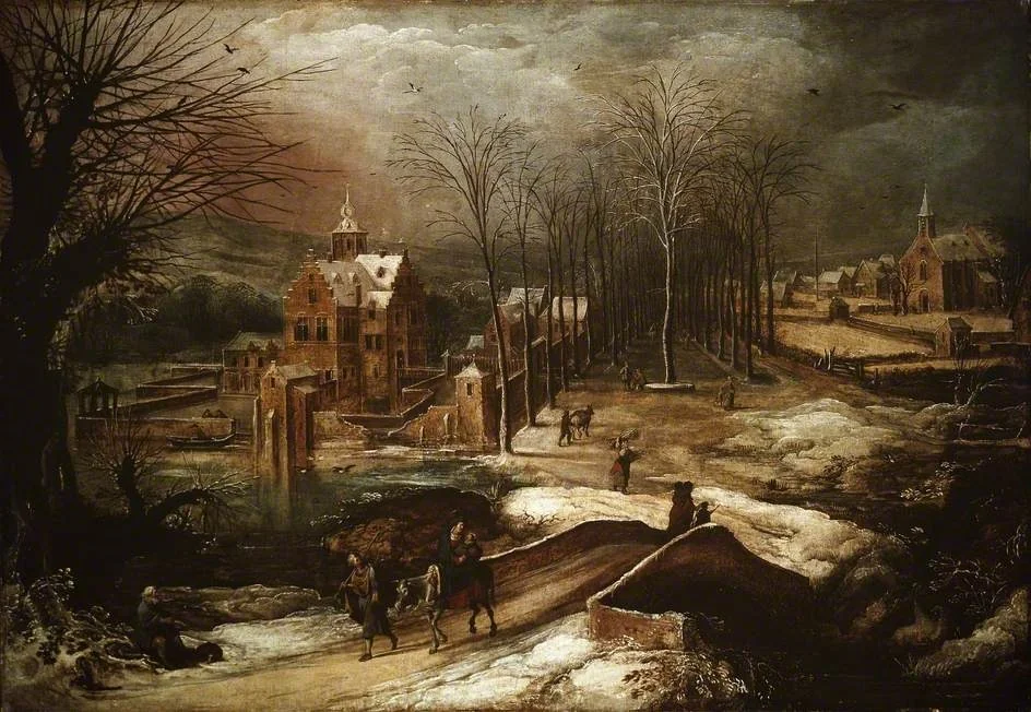 Winter Landscape with the Flight into Egypt, by Joos de Momper the Younger, oil, 1625
