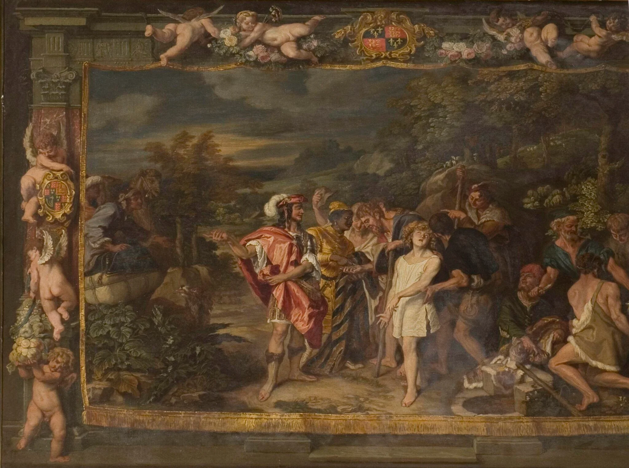 Joseph sold by his brothers, by Unknown, oil, 1750