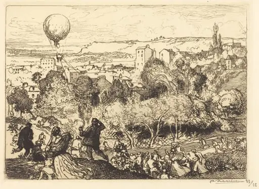 The Falling Balloon, in Pre-Saint-Gervais (Lebaloon qui tombe, au Pre-Saint-Gervais)