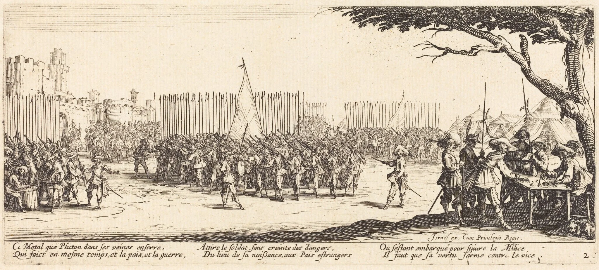 Recruitment of Troops, by Jacques Callot, ink, 1633