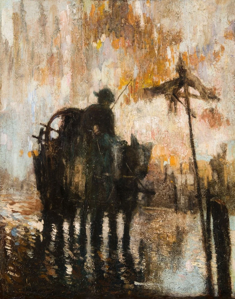 On the Wagon of Death, by Lajos Gulácsy, oil, 1910