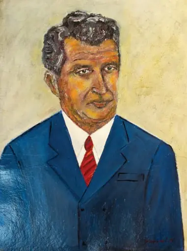 Tablou, ulei pe carton,”Nicolae Ceaușescu”, semnat în pertea dreaptă jos Savopol N., nedatat. Oferit cadou de autor, Nicola Savopol, lui Nicolae Ceaușescu cu ocazia zilei de naștere, București.