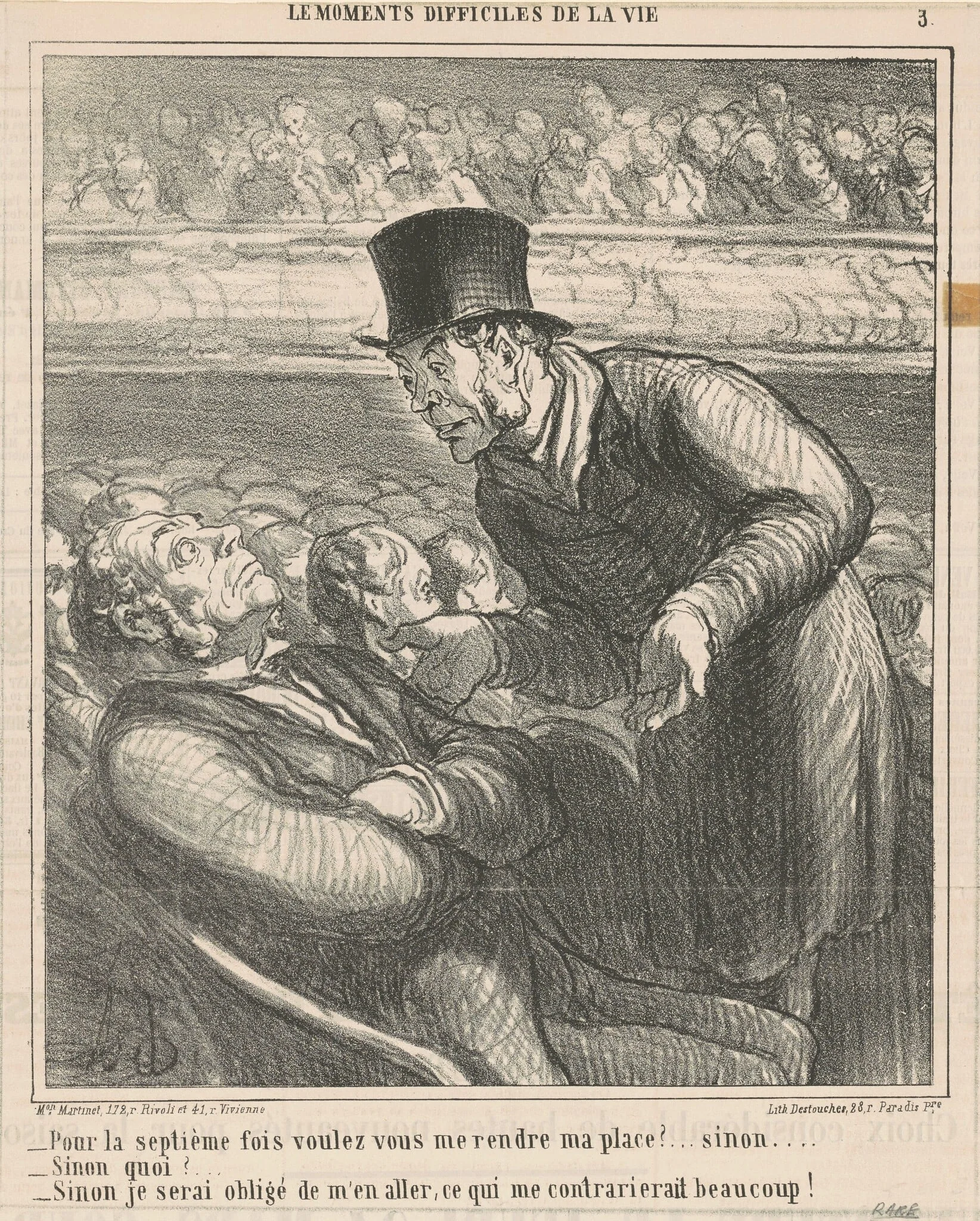 Pour la septième fois voulez-vous me rendre ..., by Honoré Daumier, ink, 1864