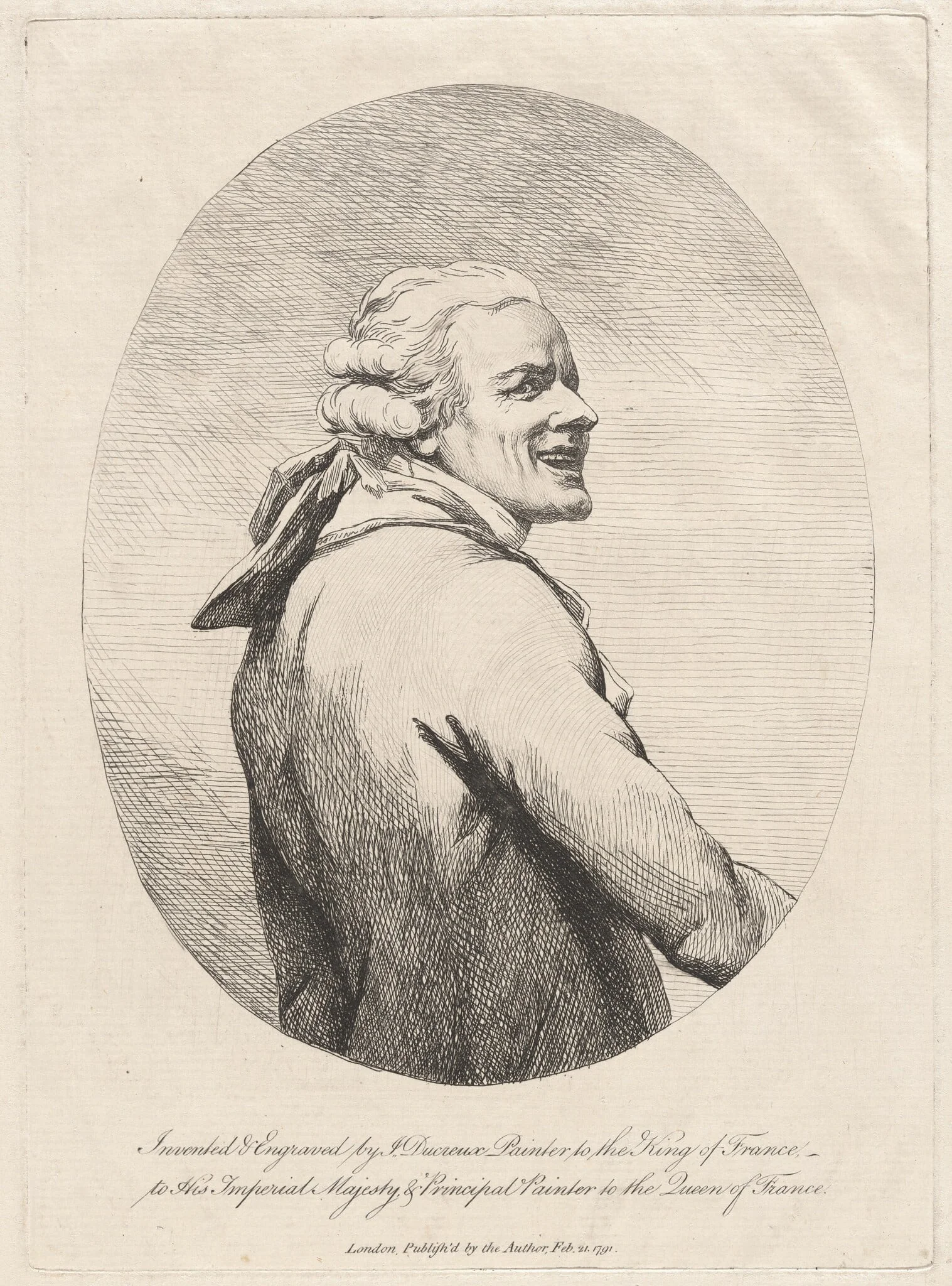 Self-Portrait, Laughing (Le rieur), by Joseph Ducreux, ink, 1791