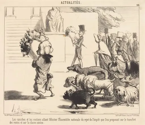 Les Caniches et les rentiers allant féliciter l'Assemblée...