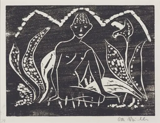 Nude Figure of a Boy in a Landscape (Knabe zwischen Blattpflanzen)
