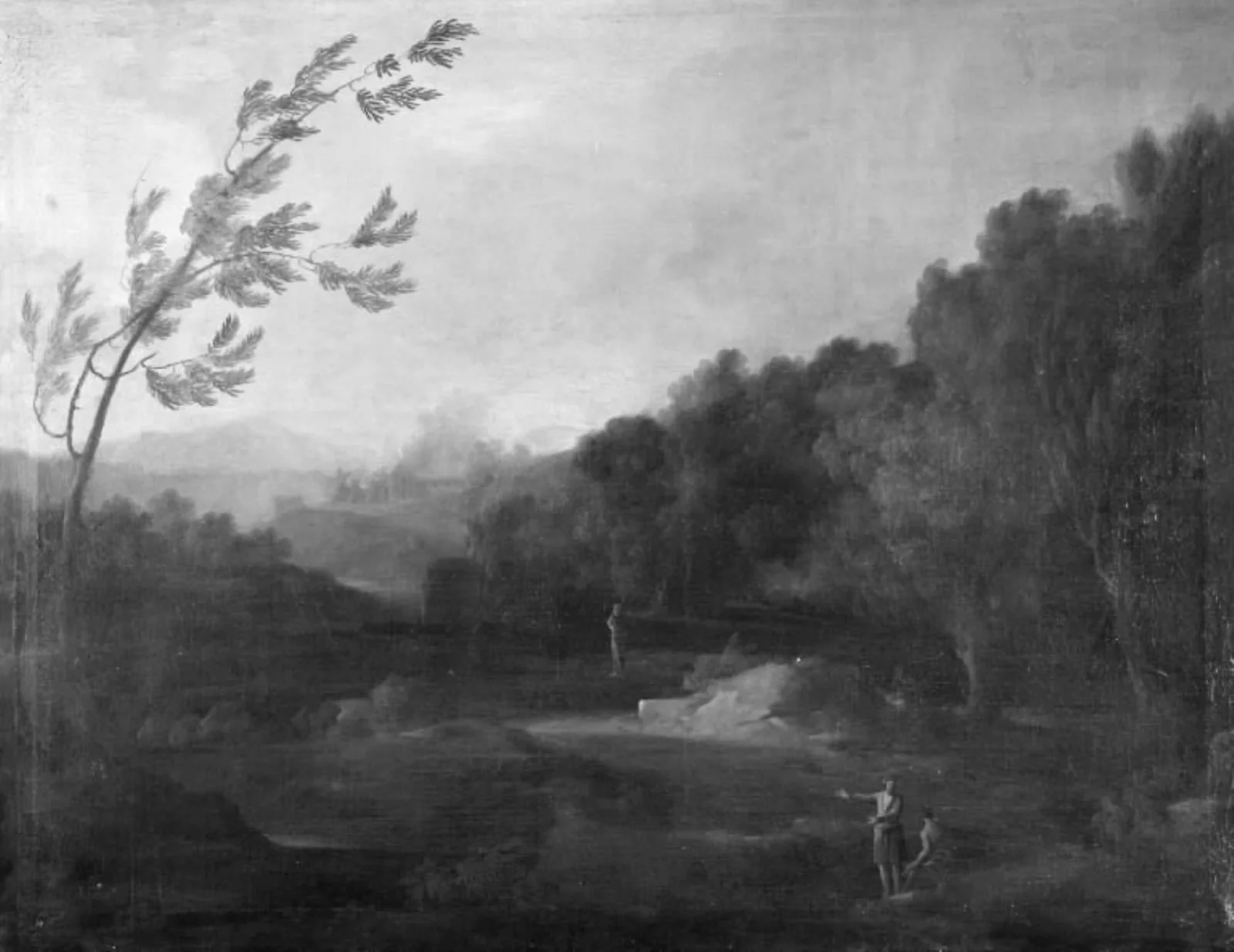 Et skovrigt landskab med udsigt mod bjergene, by Unknown, 1750