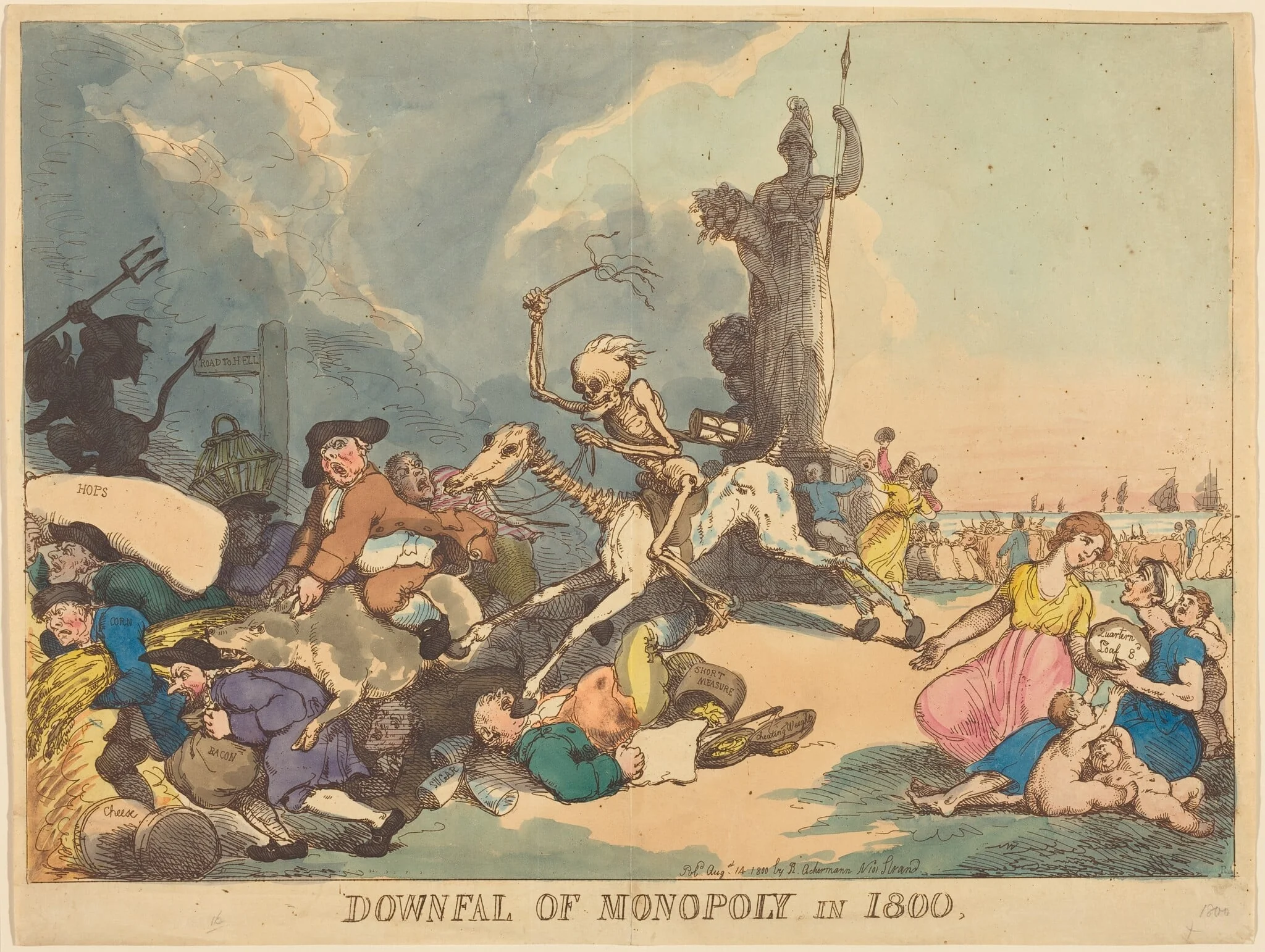 Downfall of Monopoly in 1800, by Thomas Rowlandson, ink, 1800