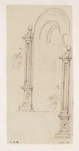 Drawings of a squared column and an arch