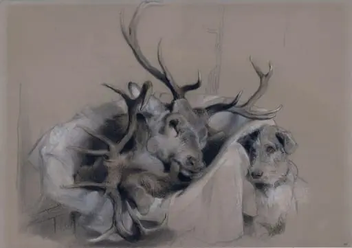 Stag's Heads and Dog
