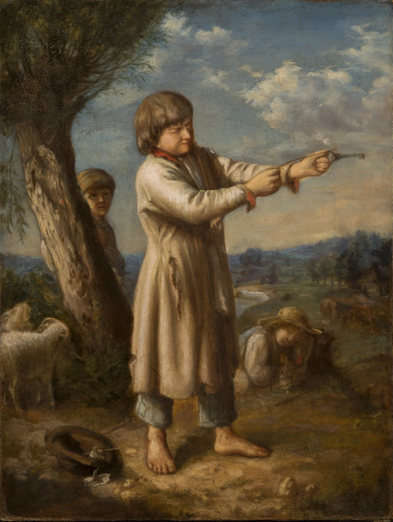 Boy Shooting with a Key, by Aleksander Kotsis, oil, 1863
