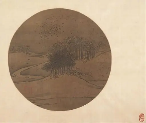 元  佚名  古木寒鴉圖  團扇|Crows and Bare Trees in Winter