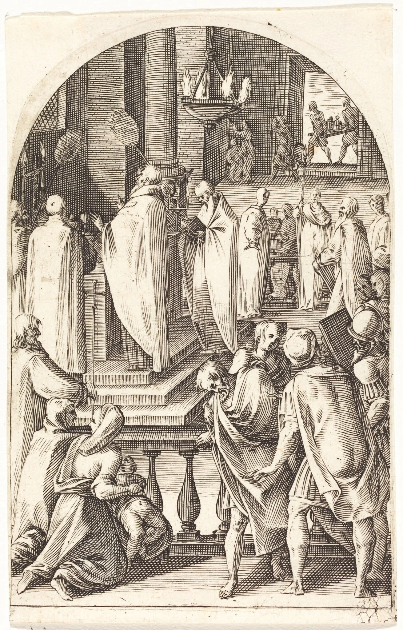 Saint Basil Celebrating the Mass, by Jacques Callot, ink, 1610