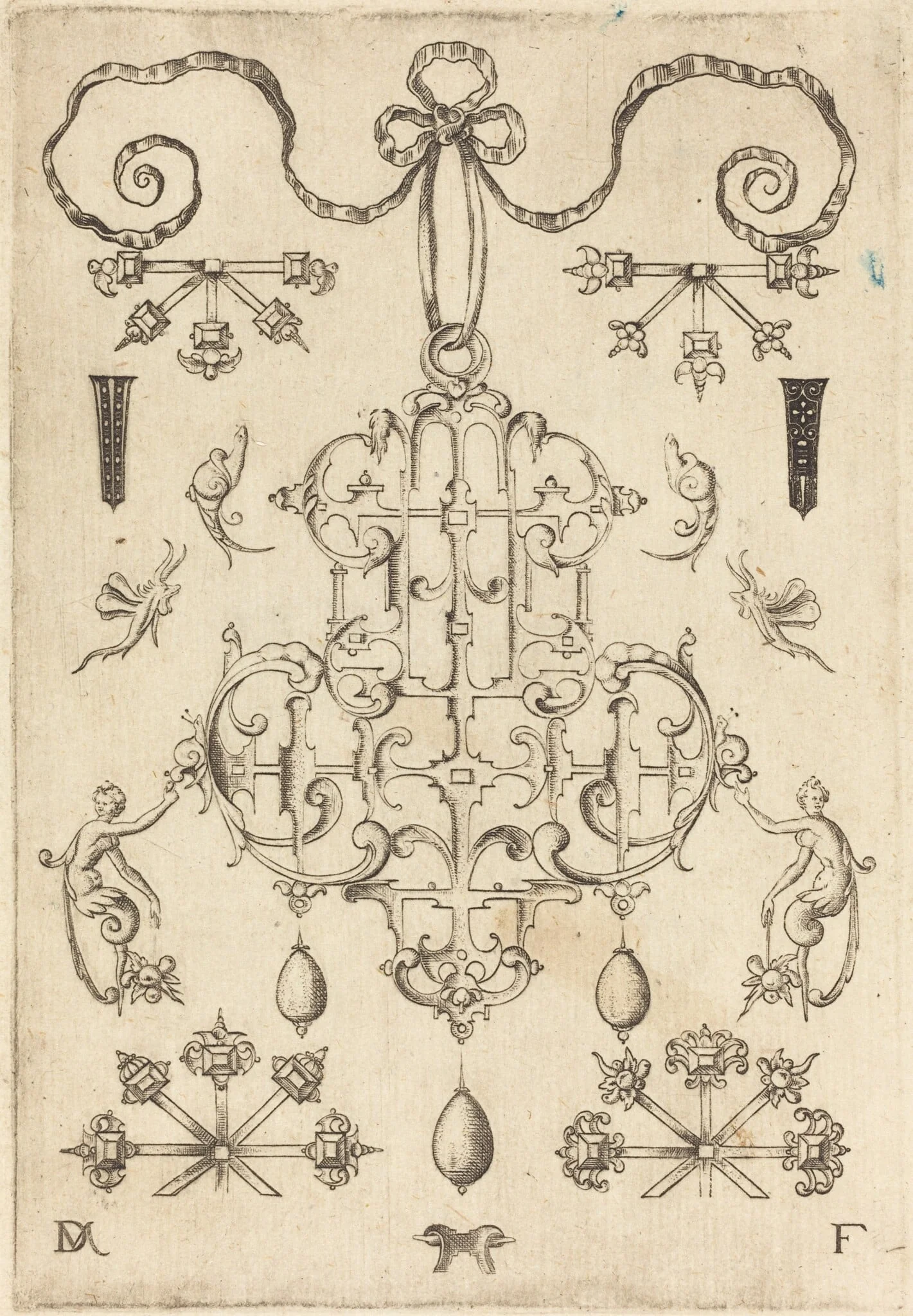 Large Pendant with Three Drops Below