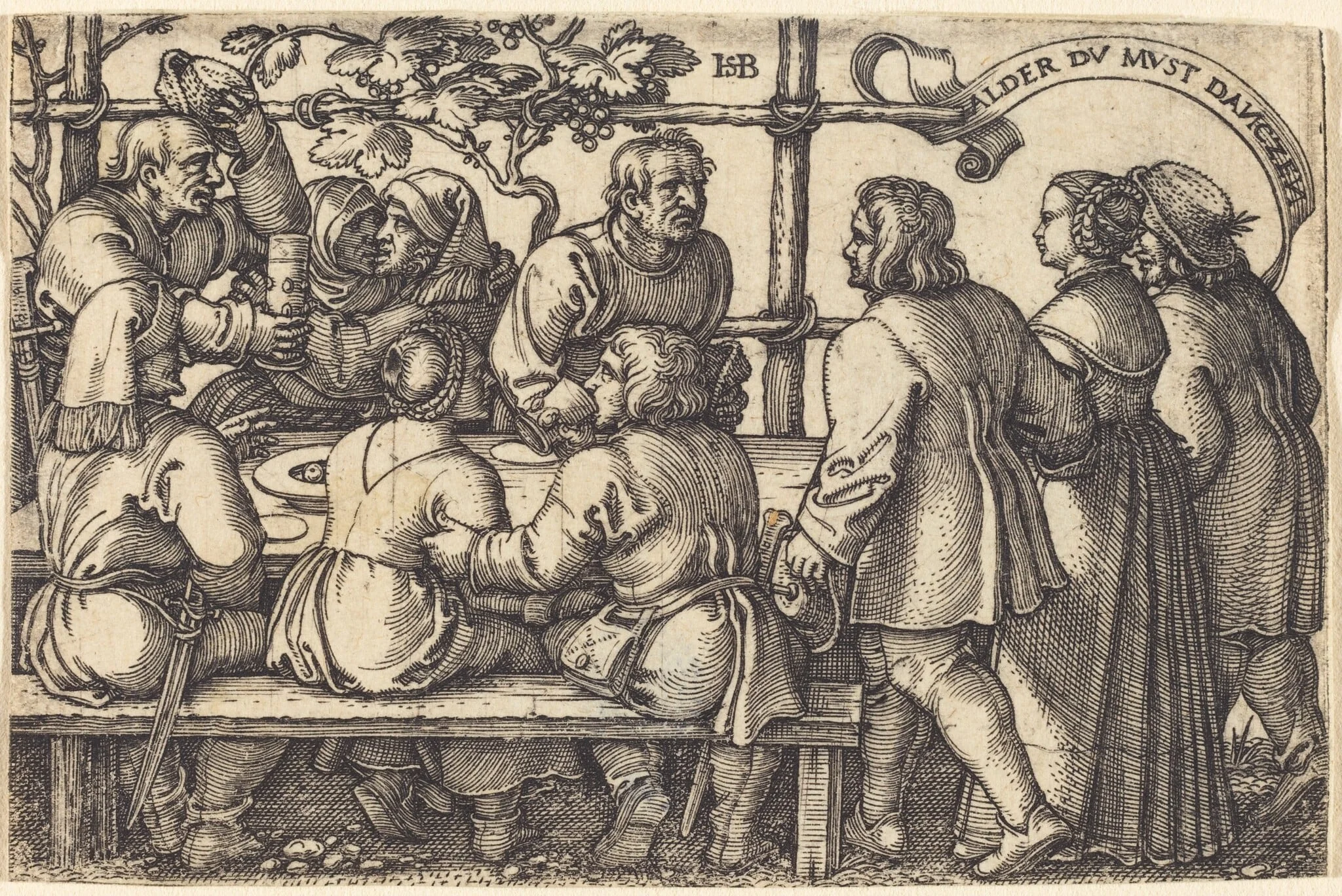 Peasants' Feast, by Sebald Beham, ink, 1525