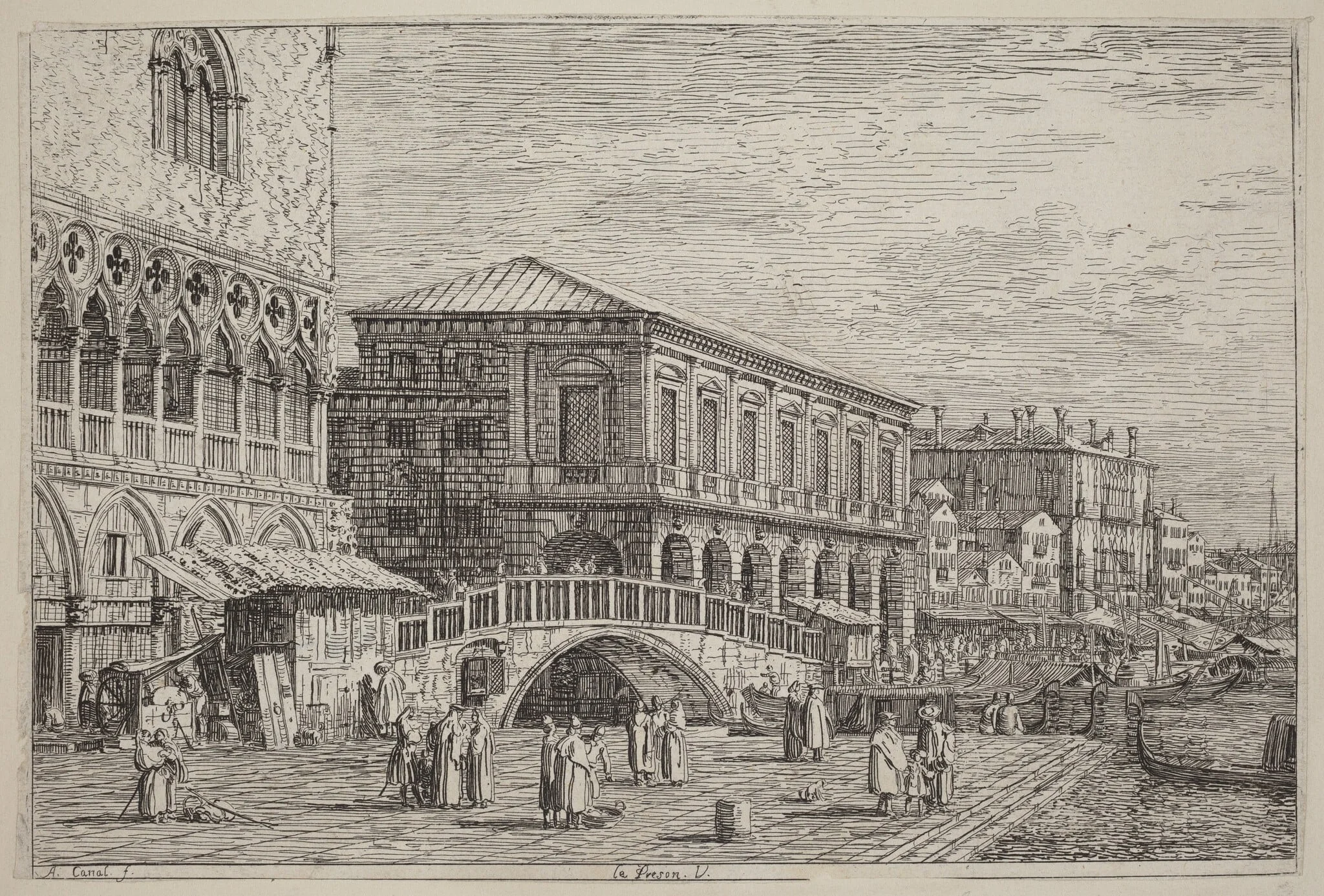 Le Preson. V., by Canaletto, ink, 1740