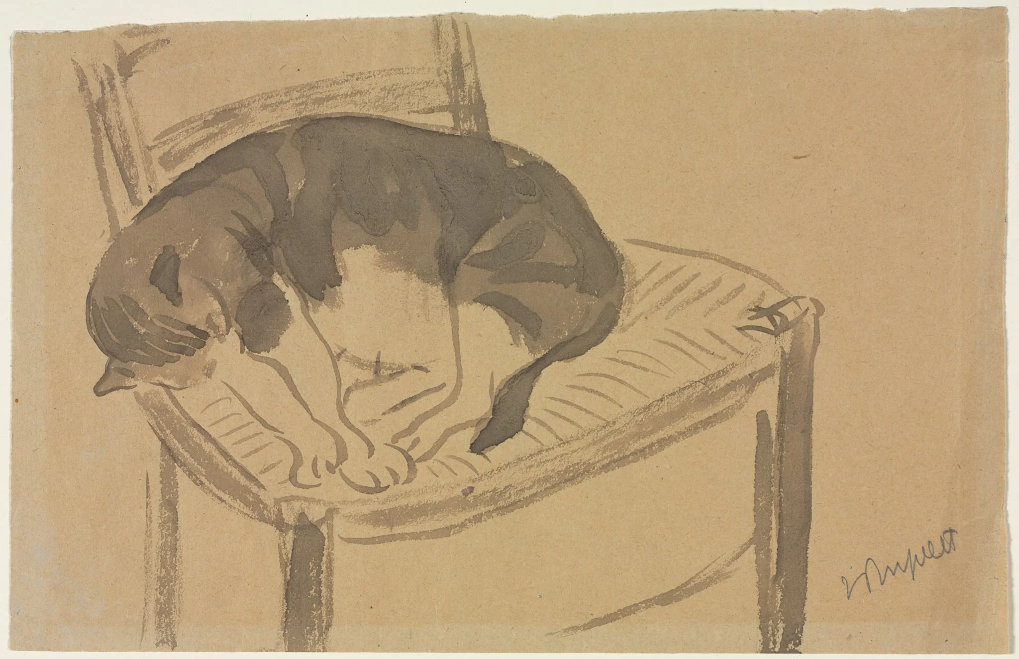 Sleeping Cat (recto), by Jane Poupelet, 1905