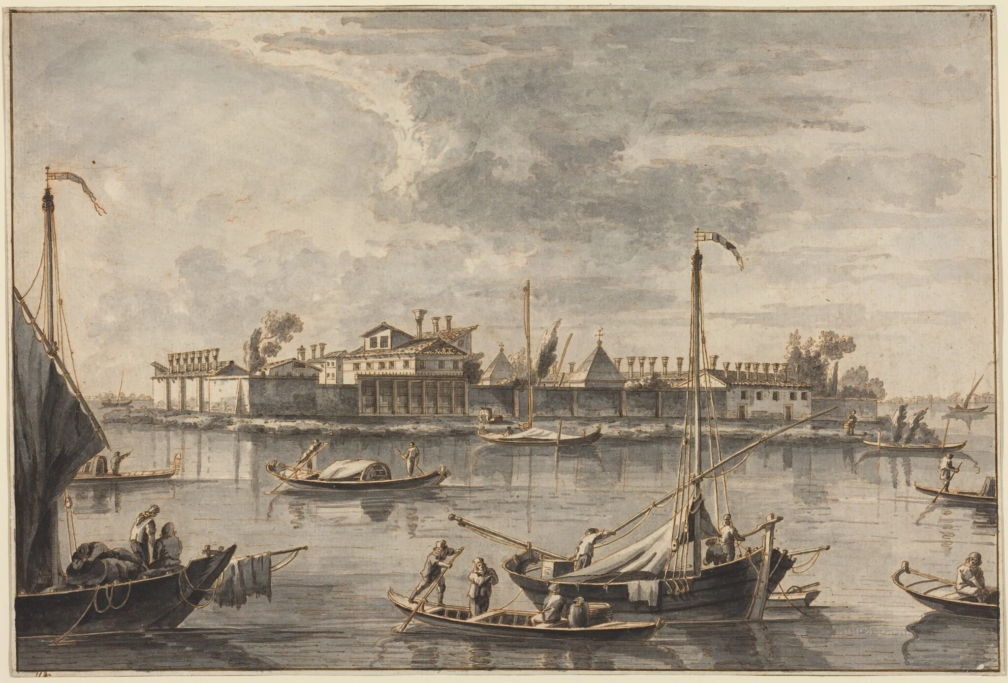 Isola del Lazaretto Nuovo, by Francesco Tironi, ink, 1778